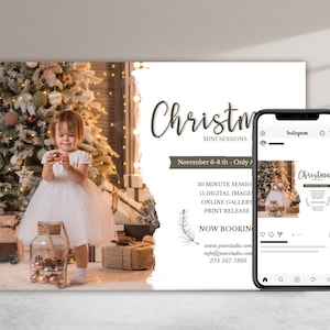 Christmas Mini session template, Christmas Mini Sessions, Holiday mini sessions, Instagram template, Photographer marketing board