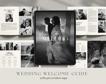 Plantilla de guía de fotografía de bodas: Bienvenida al cliente y hoja de precios (Canva editable, 40 páginas)