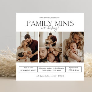 Family Mini Session Template, Fotografie Marketing, CANVA Template, Family Mini Session Template, Fotograf Marketing Board