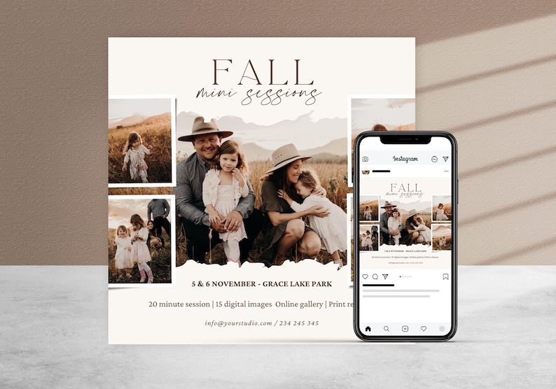 Fall Mini Session Photography Template, CANVA Template - Etsy