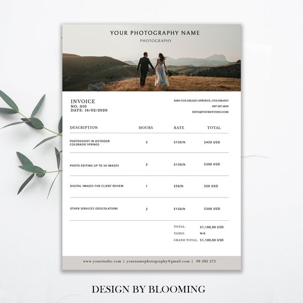 Invoice Photography Template, Wedding Invoice Photography Template, Photographer Invoice, PHOTOSHOP TEMPLATE, Photographer Invoice template
