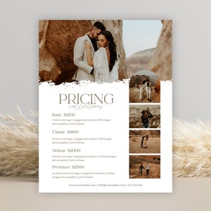 Photography Pricing Template, Wedding Photography Price Guide, Photographer Price List, Wedding Pricing Sheet, CANVA TEMPLATE