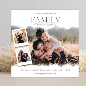 Familien Mini Sitzungsvorlage, Fotografie Marketing, Photoshop Vorlage, Familien Mini Sitzung Vorlage, Fotograf Marketing Board