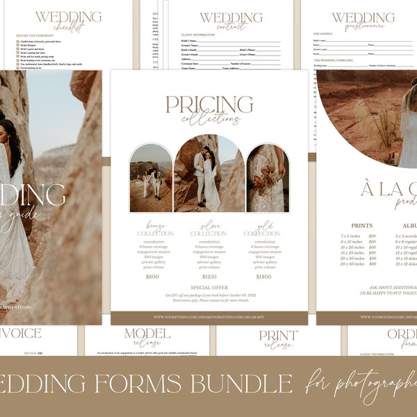 Wedding Photography Contract Template set | Wedding Photographer Print Release | Model Release | 15 Photography forms Bundle for CANVA