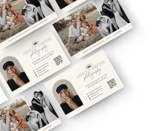 Boho Photography Business Card Template, QR Code, Canva (Digital Download)