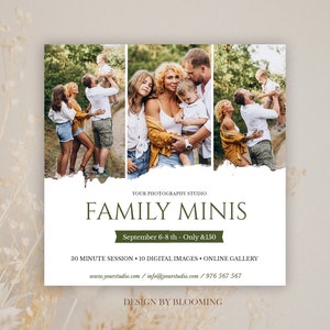 Family Mini session template, Photography marketing, Photoshop template,family mini sessions template, Photographer marketing board