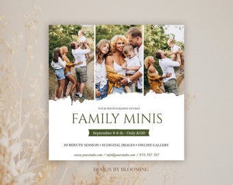 Family Mini session template, Photography marketing, Photoshop template,family mini sessions template, Photographer marketing board
