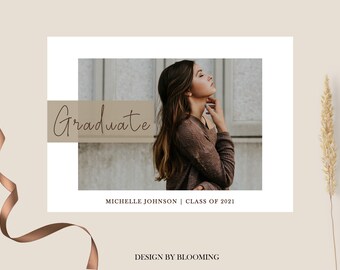 Senior Graduation Announcement Template: Photo Collage Card (Photoshop)
