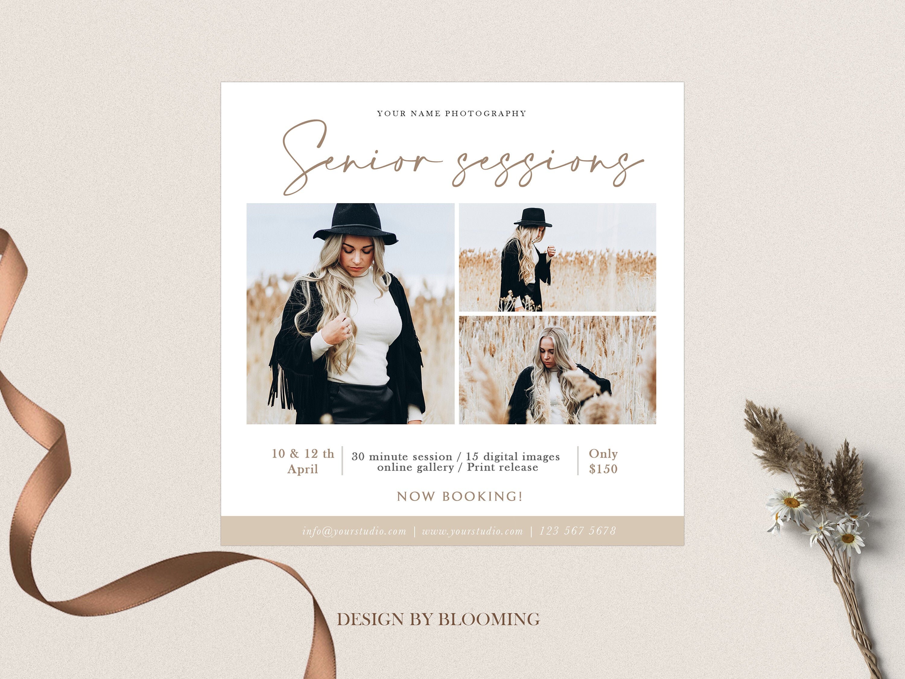 Paper Photoshop Template Senior Mini Session Template Senior Sessions ...