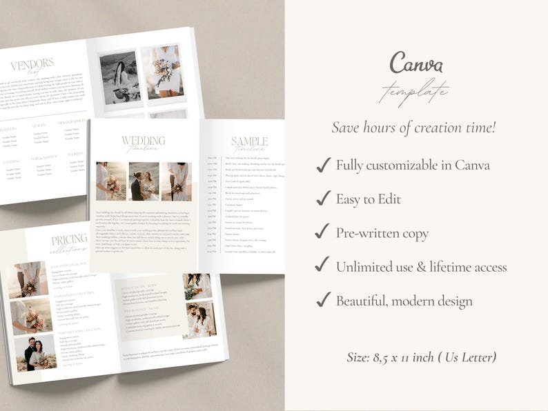 Wedding Photography Welcome Guide, Wedding Pricing Guide Template, Photographer Client guide, Engagement Session Guide, CANVA TEMPLATE
