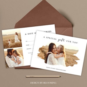 Plantilla de certificado de regalo de fotografía, vale de regalo de fotografía, plantilla de tarjeta de regalo, certificado de regalo para fotógrafo, plantilla de Photoshop