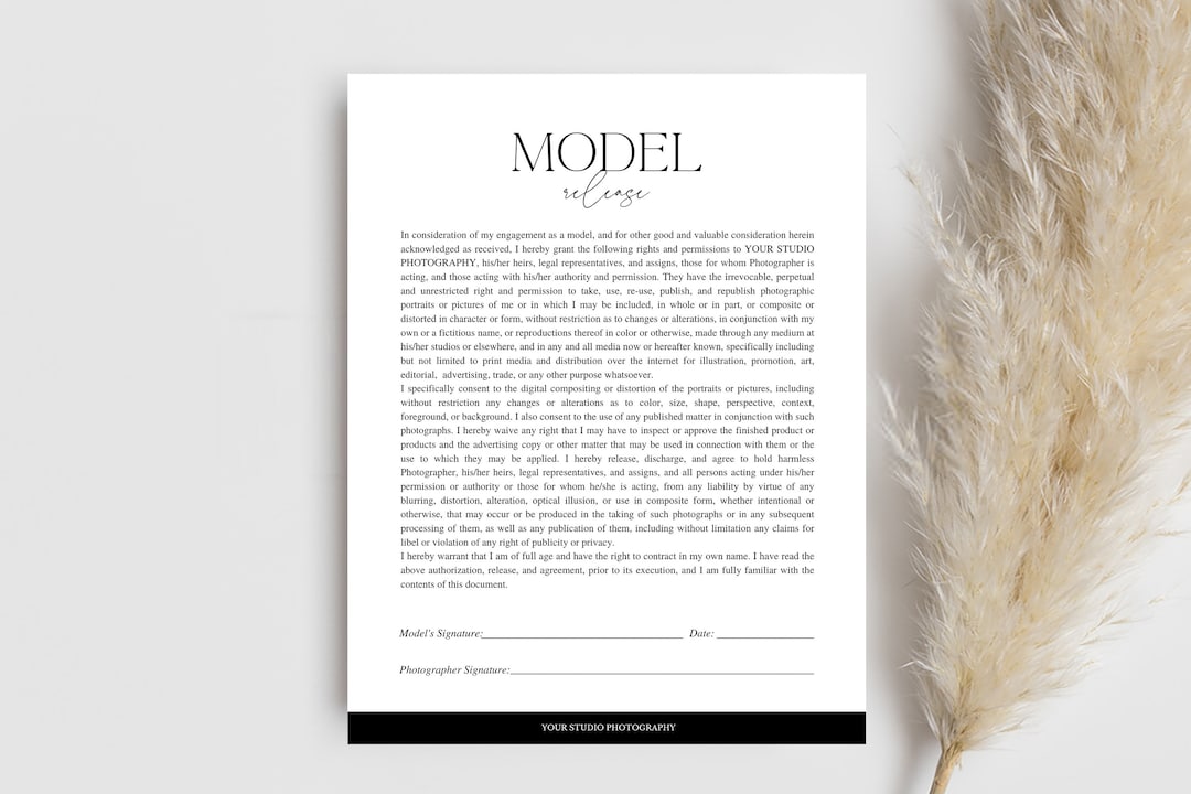 Photography Model Release Form Template, Canva Editable (8.5x11 Inch ...