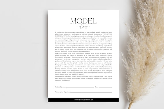 Photography Model Release Form Template, Canva Editable (8.5x11 inch)