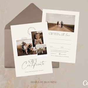 Fotograaf cadeaubon sjabloon, fotografie cadeaubon, CANVA & PHOTOSHOP sjablonen, bewerkbare cadeaubon, cadeaubon voor fotograaf