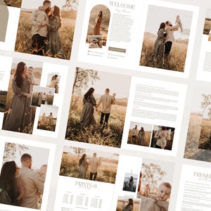 Szablon przewodnika po stylu fotografii rodzinnej, magazyn powitalny Boho Client Welcome (Canva)