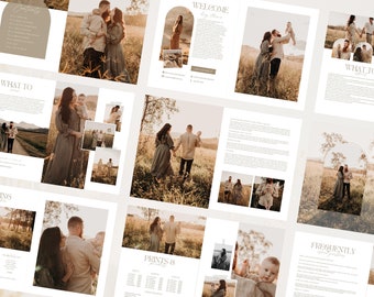 Family Photography Style Guide Template, Boho Client Welcome Magazine (Canva)