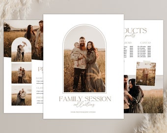 CANVA Photography Pricing Guide Template, Family Session Price List (Digital Download)