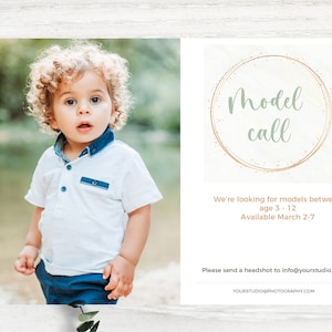 Model Call Photography Session Marketing Template, Photography Session flyer, digital download, Template for Photoshop | Photographer Flyer