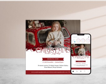 Christmas Mini Session Template, Photography Instagram post & story: Holiday marketing, (CANVA TEMPLATE)