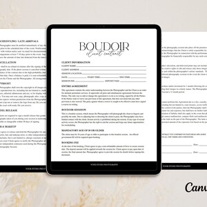 Boudoir Photography Client Contract Template CANVA, Boudoir Contract ...