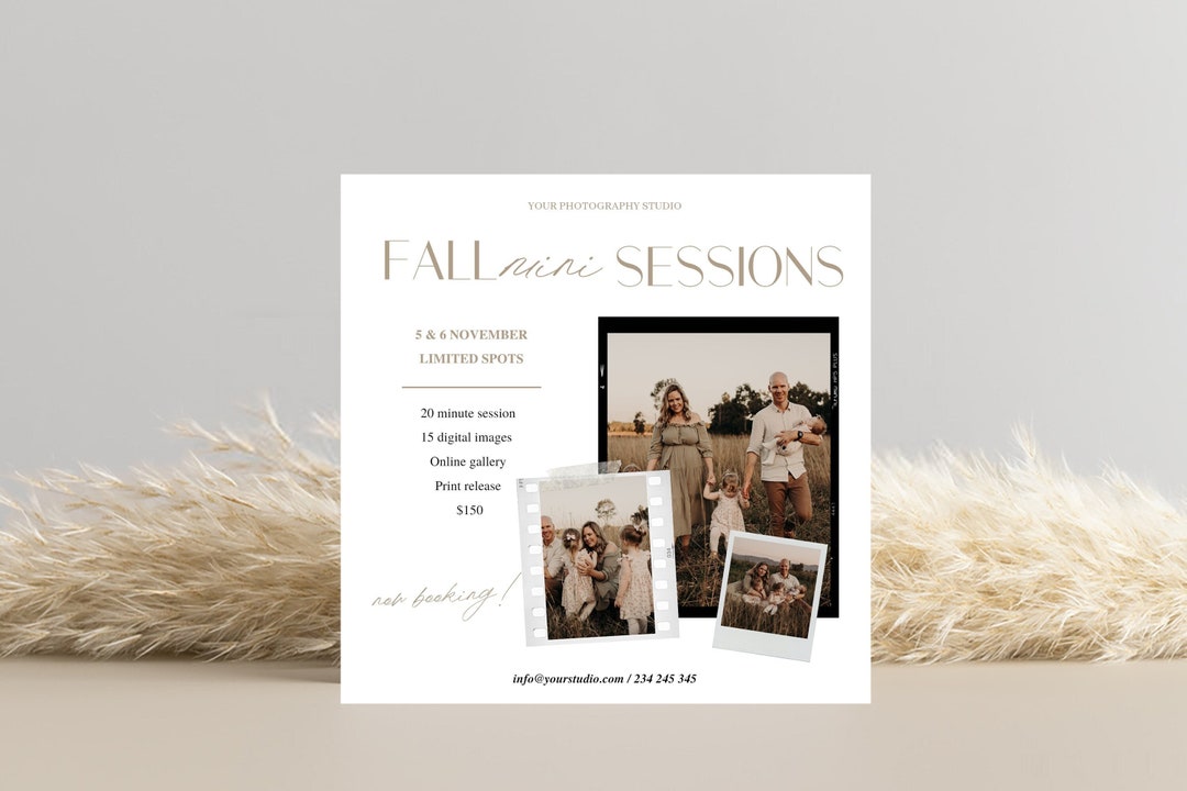 Fall Mini Session Template, Autumn Mini Session, Instagram Post and ...