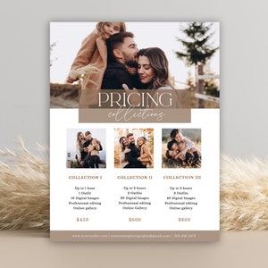 Photography Price Guide for Photographer, Marketing Brochure, Photography Price List Template, Boho Pricing Guide, PHOTOSHOP template