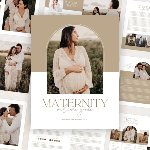 Maternity Session Prep Guide, Maternity Pre-written Welcome Guide, Editable Photography Guide, Client Guide for CANVA, Marketing Brochure