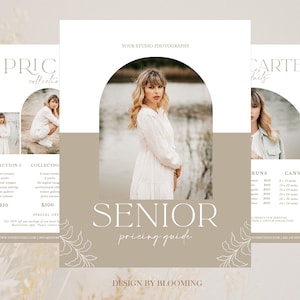 Senior Photography Pricing Guide Template, Photography Pricing Template, Price List Template, Editable Pricing Guide, Photoshop Template
