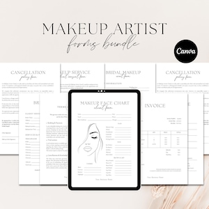 Paket med kontraktsformulär för makeupartister: Redigerbara CANVA-mallar