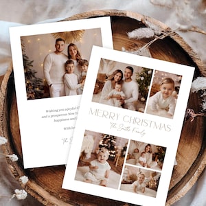 Modern Christmas Card Template, Holiday Greeting Card, Family Photo Collage, Custom Holiday Card, Printable Christmas Card Editable template
