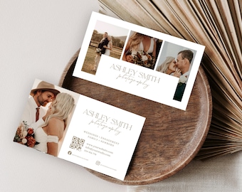 Wedding Photographer Business Card Template with QR Code (Canva Template)