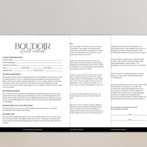 Boudoir Photography Client Contract Template, Editable Agreement, Photographer Business Form, Marketing Tool: CANVA