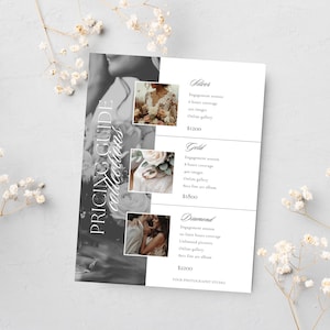 Wedding Photography Pricing List Template | Photographer Price Guide | Wedding Pricing List | Pricing Sheet | CANVA Template | Marketing