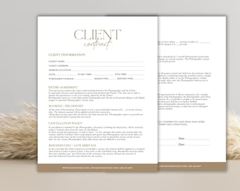 Photography Client Contract Template, Business Form For Photographers, Client Agreement, Photographer Marketing Form, PHOTOSHOP template