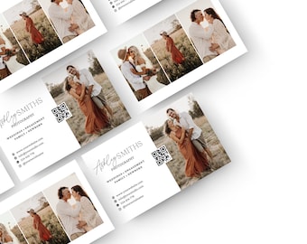 Boho Photography Business Card Template, QR Code (Canva Template)