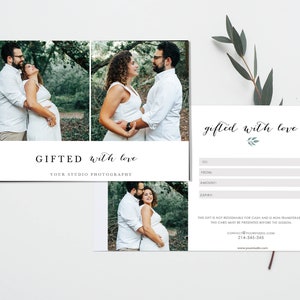 Modèle de certificats-cadeaux de photographe, carte-cadeau de photographie, carte-cadeau pour le photographe, bon de photographie, photographe de conseil de vente