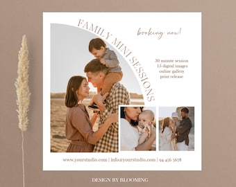 Family Mini session template, Photography marketing, Photoshop template,family mini sessions template, Photographer marketing board