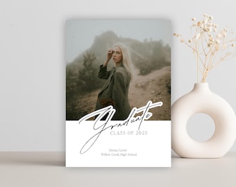 Graduation Invitation Class of 2026 | Editable Canva Grad Announcement |  Photo Grad Party Invite
