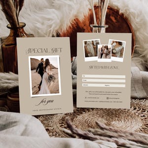 Chèque-cadeau pour photographe, modèle de carte, carte-cadeau photographie, carte-cadeau pour photographe, bon pour photographie, panneau marketing, CANVA