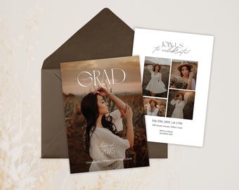 Graduation Announcement 2026 Canva Template | Photo Grad Invitation, Senior Announcement Card