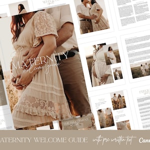 Maternity Session Prep Guide, Maternity Pre-written Welcome Guide, Editable Photographer Guide, Client Guide for CANVA, Marketing Brochure