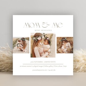 Mini sesión de fotos de mamá y yo, plantilla de Instagram, diseño personalizado, plantilla del Día de la Madre, tarjeta de anuncio de sesión de fotos, imagen personalizada, familia