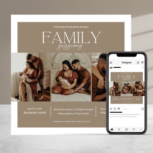 Family Mini session template, Photography marketing, CANVA template, family mini sessions template, Photographer marketing board