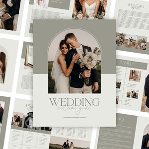 CANVA Wedding Photography Pricing Guide template, Pre-written Wedding Welcome Guide, Editable Wedding Magazine price list with Content