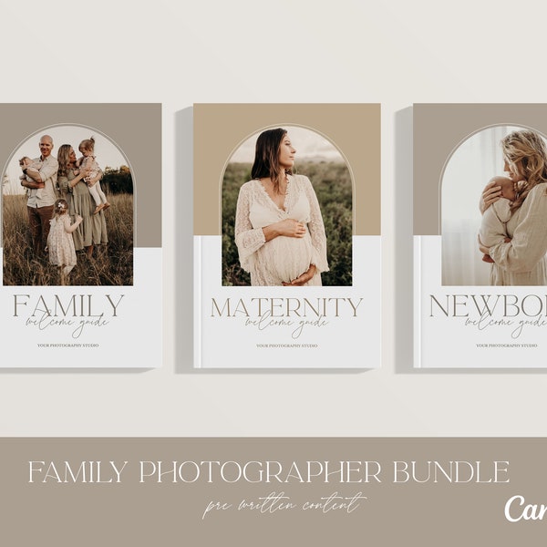 Fotografiegidsbundel voor CANVA, voorbereidingsgids voor een newbornsessie, welkomstgids voor moederschap, sjabloon voor de klantengids voor fotografen, marketing