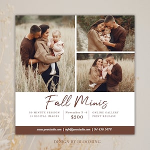 Herbst Mini Sitzungsvorlage - Herbst Mini Sitzungsvorlage - Fotografie Marketing - Herbst Minis - Photoshop Vorlage - Mini Sessions Vorlage