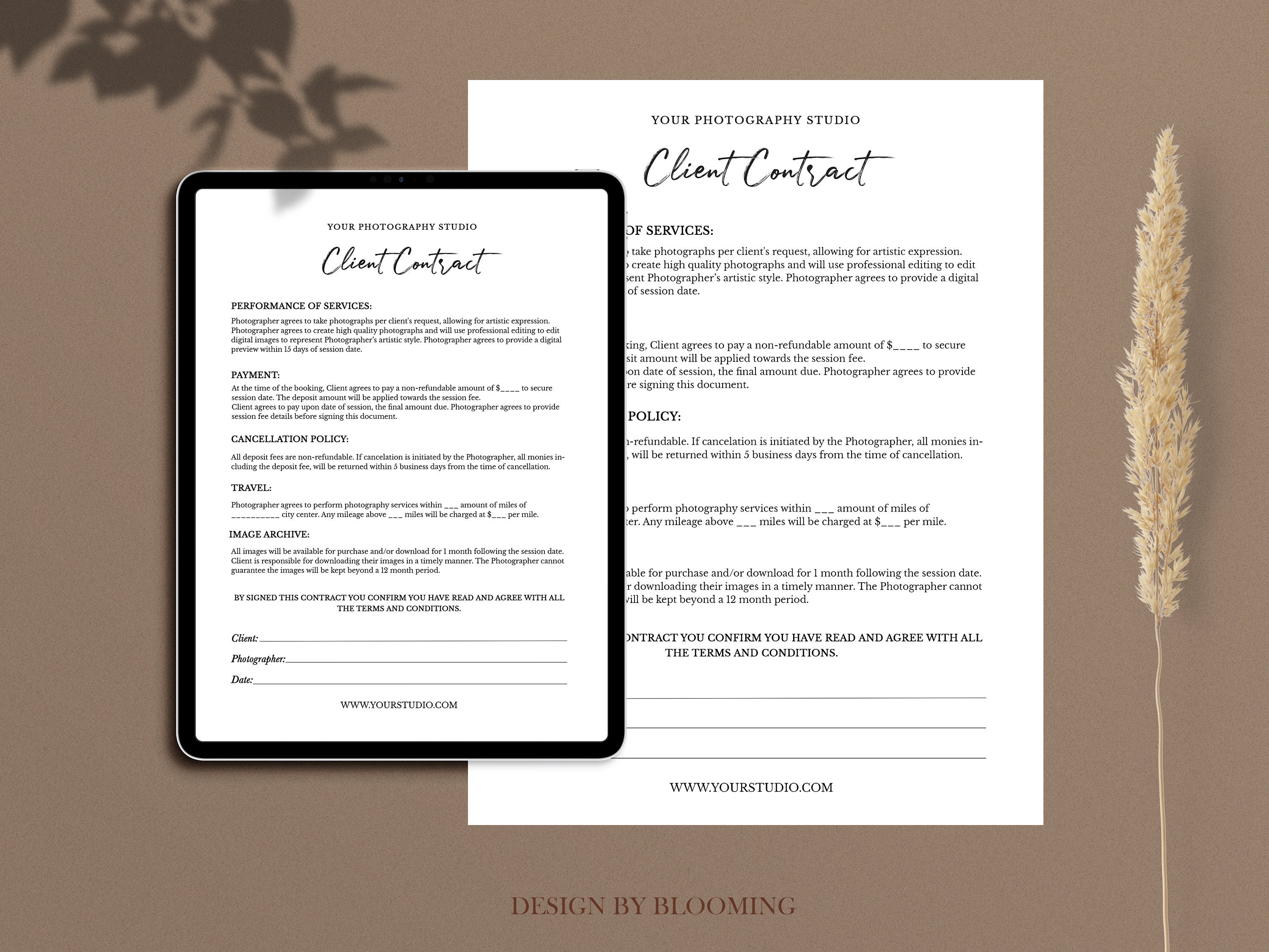 photography client contract template