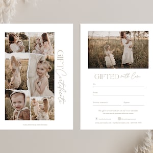 Photographer Gift Certificate Template, Photography Gift Card, Gift card for Photographer, Photography Voucher, Editable Canva gift card