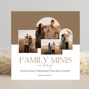Family Mini session template, Photography marketing, CANVA template, family mini sessions template, Photographer marketing board