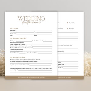 Wedding Photography Questionnaire Template, Photography Contract Template, Marketing Photographer, Wedding Photographer forms, PHOTOSHOP